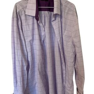 Steven Land Dress Shirt Lavender Purple Stripe Long Sleeve Size 18 36/37